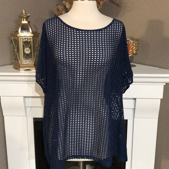 Avenue Tops - Avenue Blue Net Coverup/ Top